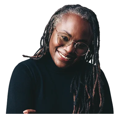 Our impact: educator with brand graphics