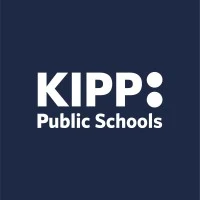 The KIPP Public Schools logo features white text on a dark blue background.