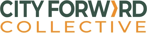 City Forward Collective logo with green and orange text, featuring an orange chevron in 'FORWARD'.