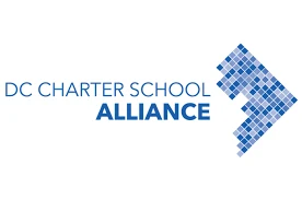 The DC Charter School Alliance logo features blue text and a pixelated map of Washington D.C