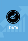 A blue graphic features a black icon with an upward-trending bar graph and the word DATA.