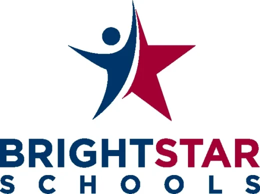 BrightStar Schools logo features a blue figure reaching upwards within a red star.