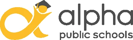 Alpha Public Schools logo featuring a golden alpha symbol forming a graduate figure. TITLE