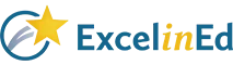 The ExcelinEd logo features a blue swoosh, yellow star, and blue and yellow
