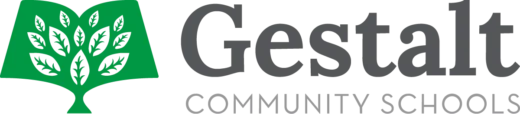 Green open book logo with leaves next to the dark gray text 'Gestalt Learning