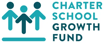 Charter School Growth Fund logo featuring three teal figures, the central one representing growth. TITLE